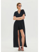 Black Women's Jumpsuit with Flounce Sleeves and Shorts Detail 4490